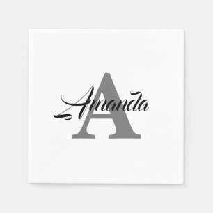 Monogram Initial Simple Elegant Individuelle Name  Serviette