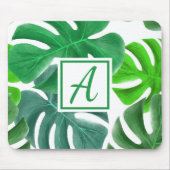 Monogram Initial Simple Green Nature Blätter Mousepad (Vorne)