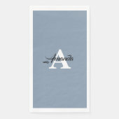 Monogram Initial Simple Light Dusty Blue White Serviette (Vorderseite)