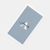 Monogram Initial Simple Light Dusty Blue White Serviette (Ecke)