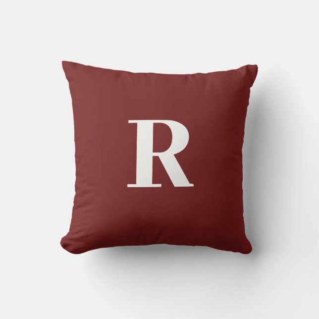 Monogram Initial Simple Minimal Burgundy Red White Kissen (Vorderseite)