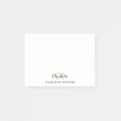 Monogram Initial-Skript weiß schwarz Post-it Klebezettel (Vorderseite)