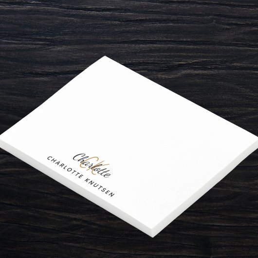 Monogram Initial-Skript weiß schwarz Post-it Klebezettel