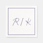 Monogram, Initial Stylish Letters Navy Blue Weddin Serviette (Vorderseite)