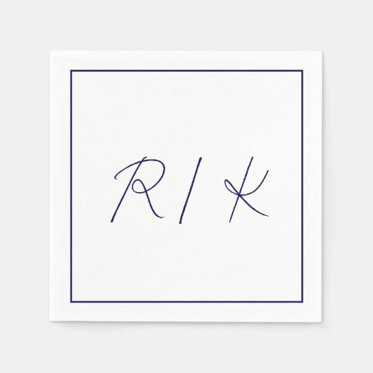 Monogram, Initial Stylish Letters Navy Blue Weddin Serviette (Vorderseite)