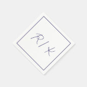 Monogram, Initial Stylish Letters Navy Blue Weddin Serviette (Ecke)