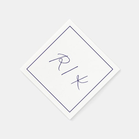 Monogram, Initial Stylish Letters Navy Blue Weddin Serviette (Ecke)