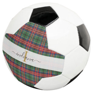 Monogram Initial Tartan Karierter Skriptname Fußball