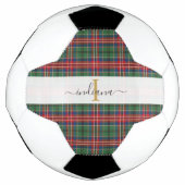 Monogram Initial Tartan Karierter Skriptname Fußball (Vorderseite)