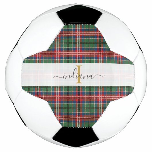 Monogram Initial Tartan Karierter Skriptname Fußball (Vorderseite)
