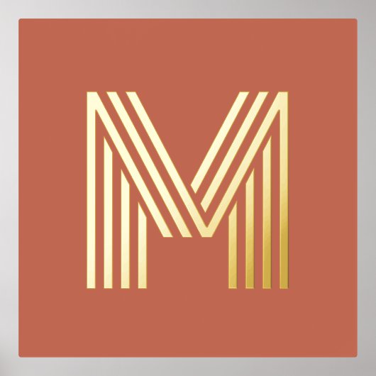 Monogram, initial terracotta, beliebige Farbe Hint Foliendrucke (Vorderseite)