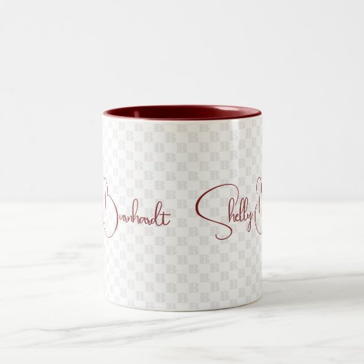 Monogram Initial Typografy Modern Simple Zweifarbige Tasse (Mittel)