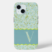 MONOGRAM INITIAL V ACQUA KLEINE BLUME Case-Mate iPhone HÜLLE (Rückseite)