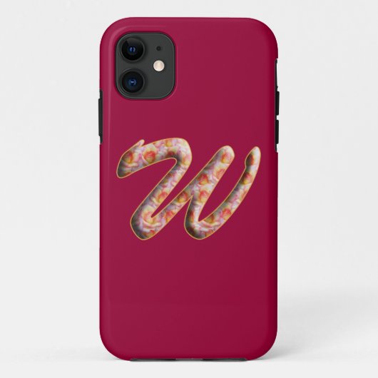 Monogram Initial W in Rose iPhone Case (Rückseite)