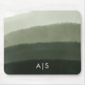 Monogram Initial Wasserfarbe Dschungel Grün Ombre Mousepad (Vorne)