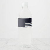Monogram Initial Water Bottle Label Navy Blues Wasserflaschenetikett (Rückseite)