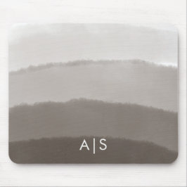 Monogram Initial Watercolor Davy Gray Ombre Mousepad