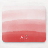 Monogram Initial Watercolor Faded Coral Red Ombre Mousepad (Vorne)