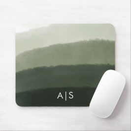 Monogram Initial Watercolor Jungle Green Ombre Mousepad
