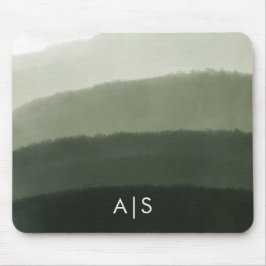 Monogram Initial Watercolor Jungle Green Ombre Mousepad