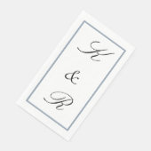 Monogram Initial Wedding Dusty Blue Black Custom Serviette (Ecke)