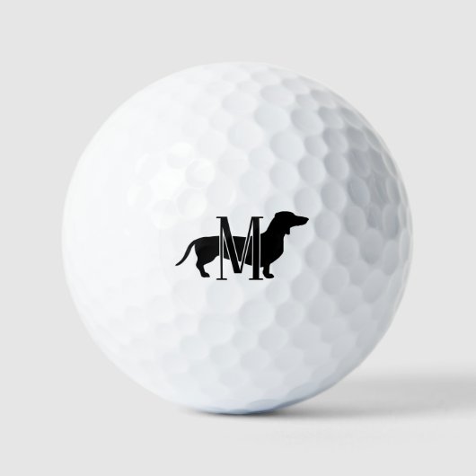 Monogram Initial Wiener Dog Silhouette Golfball (Vorderseite)