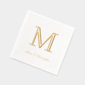 Monogram Initial with Names Gold Wedding Napkins Servietten Mit Folie (Links)