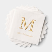 Monogram Initial with Names Gold Wedding Napkins Servietten Mit Folie (Insitu (Gestapelt))