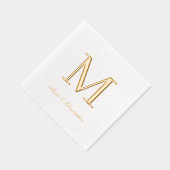 Monogram Initial with Names Gold Wedding Napkins Servietten Mit Folie (Rechts)
