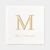 Monogram Initial with Names Gold Wedding Napkins Servietten Mit Folie (Vorderseite)