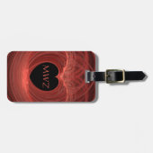 Monogram Initialed Red Heart Arkwork Custom Gepäckanhänger (Vorderseite horizontal)