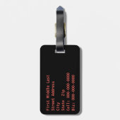 Monogram Initialed Red Heart Arkwork Custom Gepäckanhänger (Rückseite vertikal)