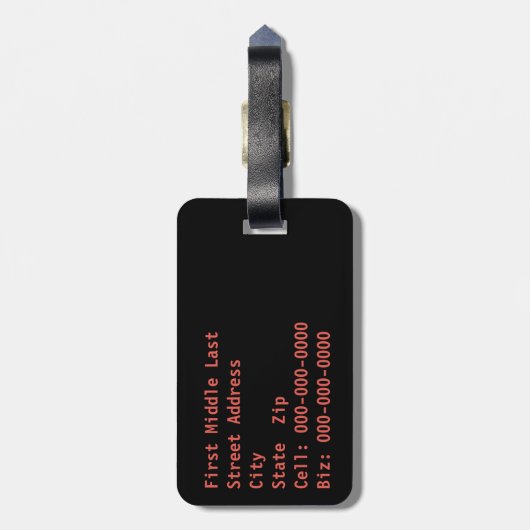 Monogram Initialed Red Heart Arkwork Custom Gepäckanhänger (Rückseite vertikal)