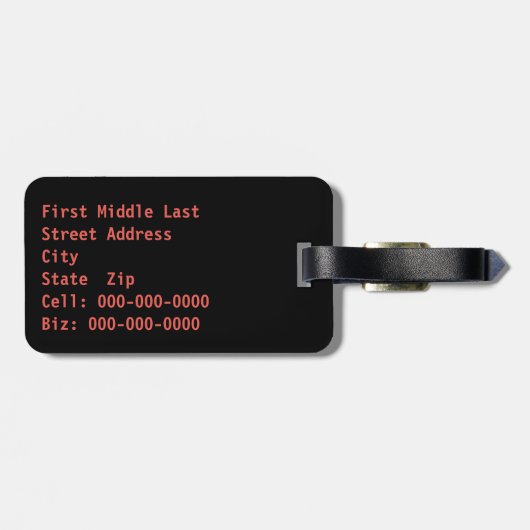 Monogram Initialed Red Heart Arkwork Custom Gepäckanhänger (Rückseite horizontal)