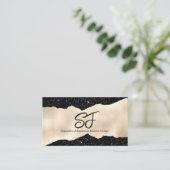 Monogram-Initialen auf Luxuriöse Schwarz und Gold Visitenkarte (Stehend Vorderseite)