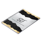 Monogram-Initialen auf Luxuriösem Black Silver & G Notizblock (Linke Seite)