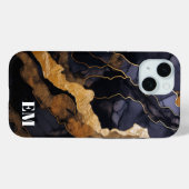 Monogram-Initialen für Abstrakte Marble aus Black  Case-Mate iPhone Hülle (Rückseite (Horizontal))