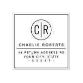 Monogram Initialen Moderne minimale Rücksendeadres Gummistempel (Prägung)