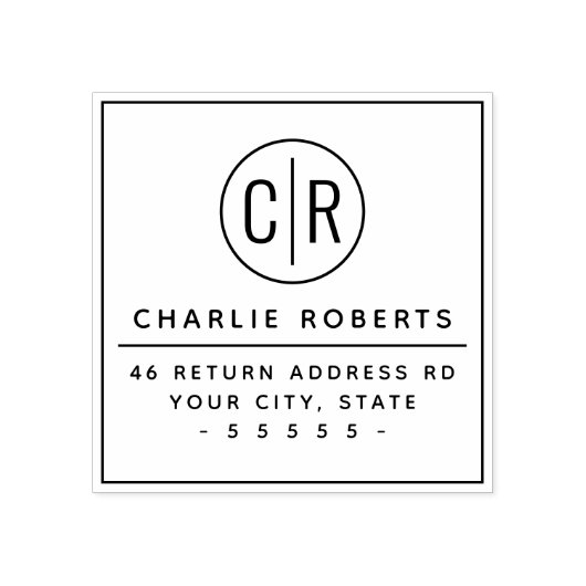 Monogram Initialen Moderne minimale Rücksendeadres Gummistempel (Prägung)