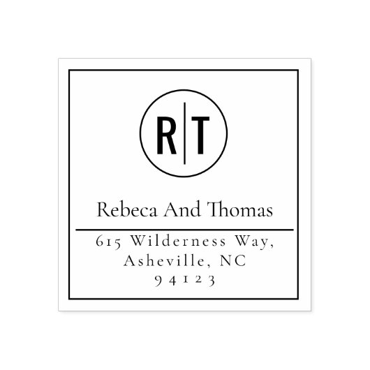 Monogram Initialen Moderne minimale Rücksendeadres Gummistempel (Prägung)