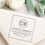 Monogram Initialen Moderne minimale Rücksendeadres Gummistempel