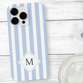 Monogram Initialen staubige hellblaue Streifen Case-Mate iPhone Hülle