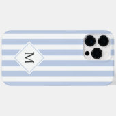 Monogram Initialen staubige hellblaue Streifen Case-Mate iPhone Hülle (Rückseite (Horizontal))