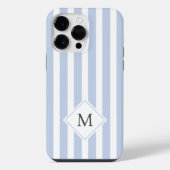 Monogram Initialen staubige hellblaue Streifen iPhone Hülle (Rückseite)