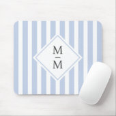 Monogram Initialen staubige hellblaue Streifen Mousepad (Mit Mouse)