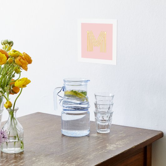 Monogram, initiales Licht, rot-rosa Hintergrund Foliendrucke (Ablage(Küche))