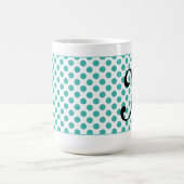 Monogram Initials Aqua Polka Dots Tasse (Mittel)