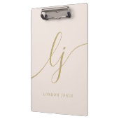Monogram Initials Beruflich Blush Gold Name Klemmbrett (Links)