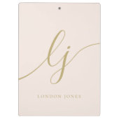 Monogram Initials Beruflich Blush Gold Name Klemmbrett (Rückseite)