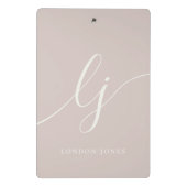 Monogram Initials Beruflich Minimal Rose Elfenbein Mini Klemmbrett (Rückseite)